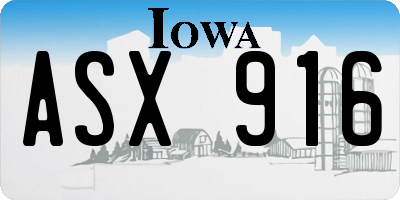 IA license plate ASX916
