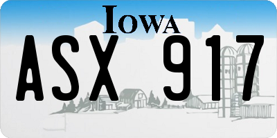 IA license plate ASX917