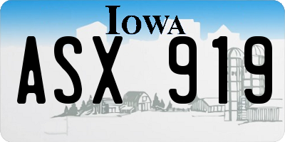 IA license plate ASX919