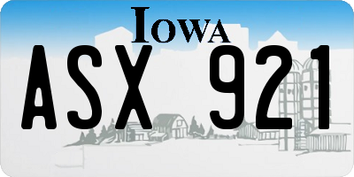 IA license plate ASX921