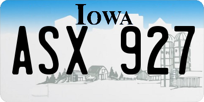 IA license plate ASX927