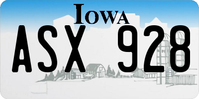 IA license plate ASX928