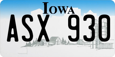 IA license plate ASX930