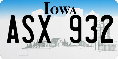 IA license plate ASX932