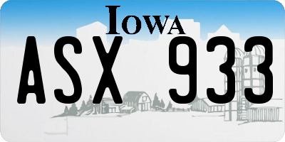 IA license plate ASX933