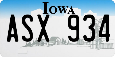 IA license plate ASX934