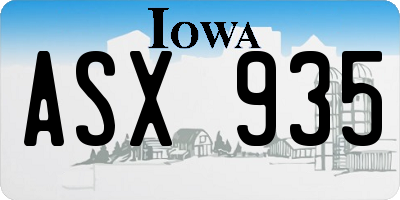 IA license plate ASX935