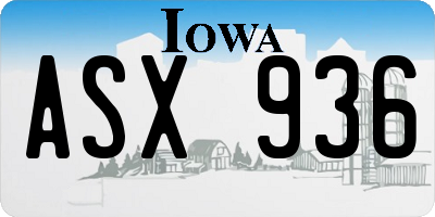 IA license plate ASX936