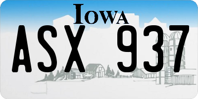 IA license plate ASX937