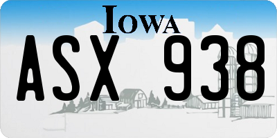 IA license plate ASX938