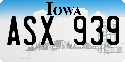 IA license plate ASX939