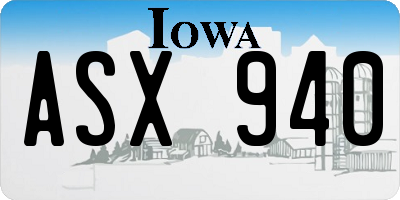 IA license plate ASX940