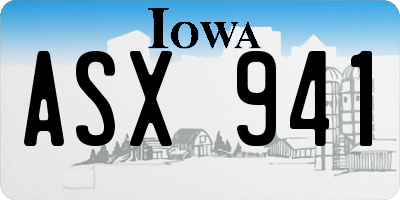 IA license plate ASX941