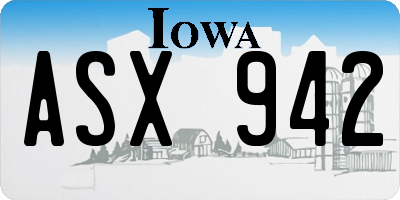 IA license plate ASX942