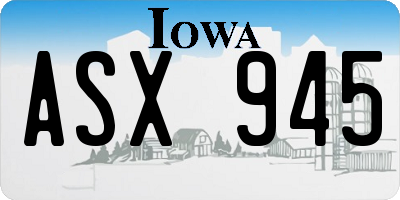 IA license plate ASX945