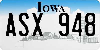 IA license plate ASX948