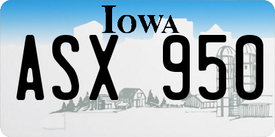 IA license plate ASX950
