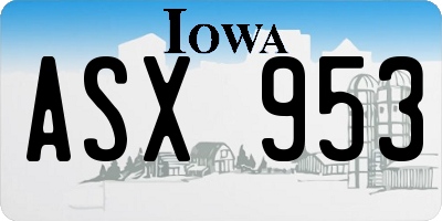 IA license plate ASX953