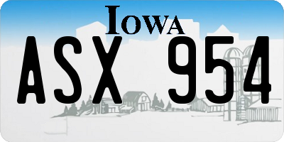 IA license plate ASX954