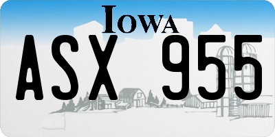 IA license plate ASX955