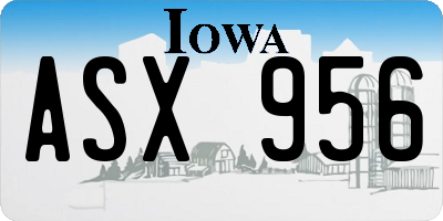 IA license plate ASX956