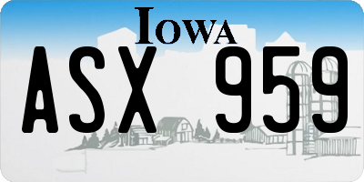 IA license plate ASX959