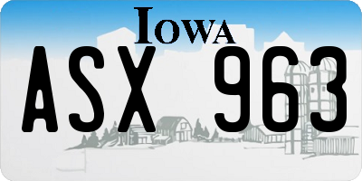 IA license plate ASX963
