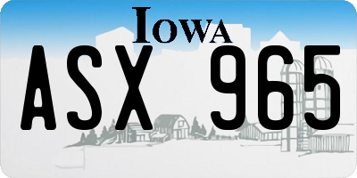IA license plate ASX965