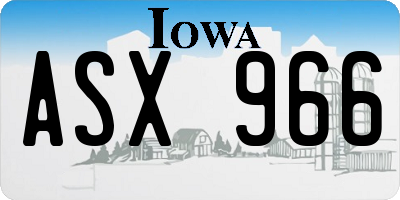 IA license plate ASX966