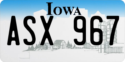 IA license plate ASX967