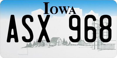 IA license plate ASX968