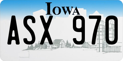 IA license plate ASX970