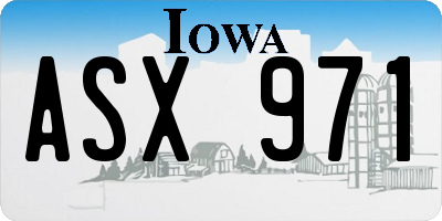 IA license plate ASX971