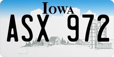 IA license plate ASX972