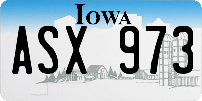 IA license plate ASX973