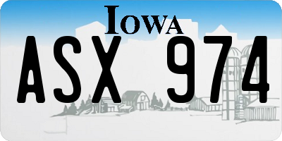 IA license plate ASX974