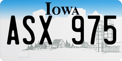 IA license plate ASX975