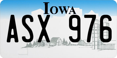 IA license plate ASX976