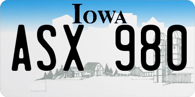 IA license plate ASX980