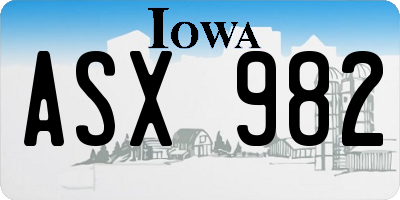 IA license plate ASX982