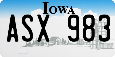 IA license plate ASX983
