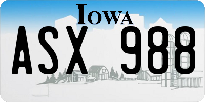 IA license plate ASX988