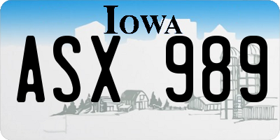 IA license plate ASX989
