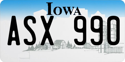 IA license plate ASX990