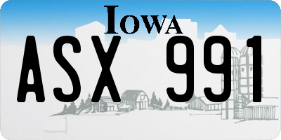 IA license plate ASX991