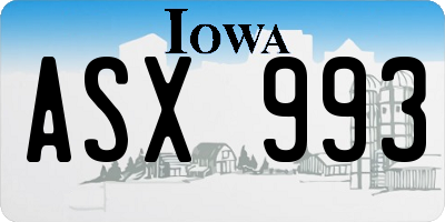 IA license plate ASX993