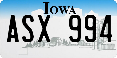 IA license plate ASX994