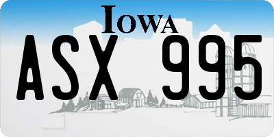 IA license plate ASX995