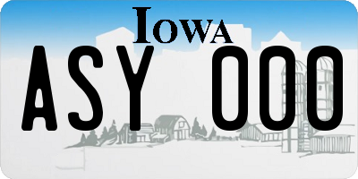 IA license plate ASY000