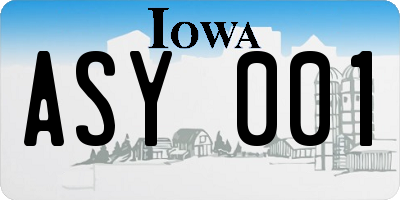 IA license plate ASY001